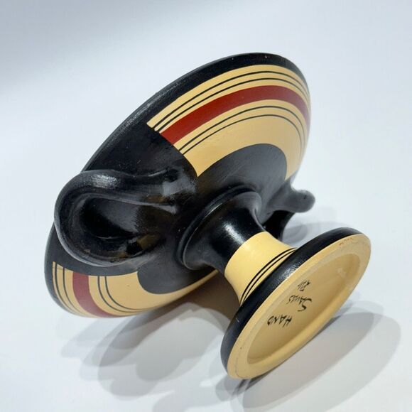 Vintage Hand Made Savas Ceramics Rhodes Small Pedestal Bowl Greek Figures (A9) - Picture 15 of 16